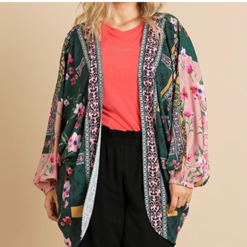 Umgee Open Front Scarf Print Kimono💕🌸 - Picture 6 of 7